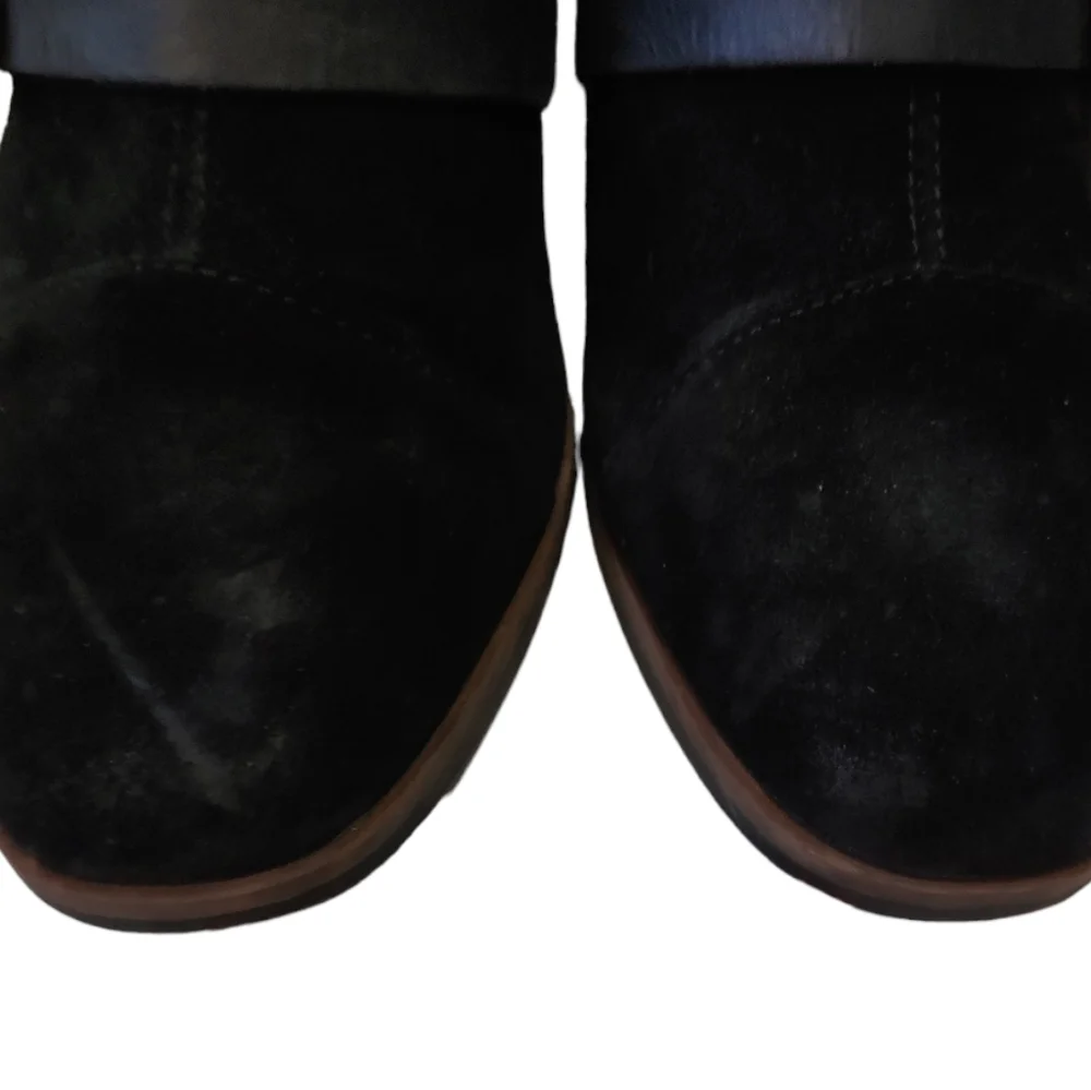 Kork Ease Black Suede Square Toe Buckle Ankle Heels Booties Women's Size 9.5 - Picture 5 of 11